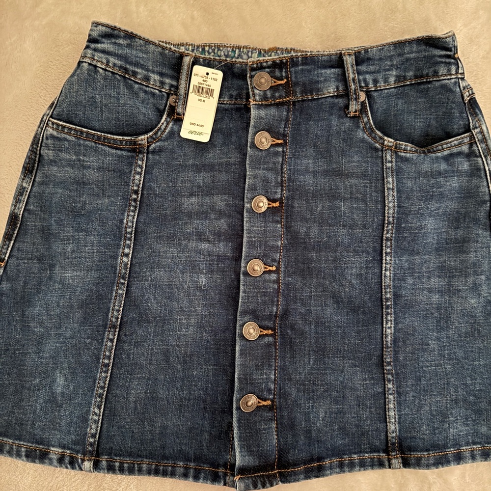 Aerie Denim Button-Front Skirt